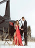 A Line V Neck Red Satin Backless Pleats Prom Dress LBQ3652